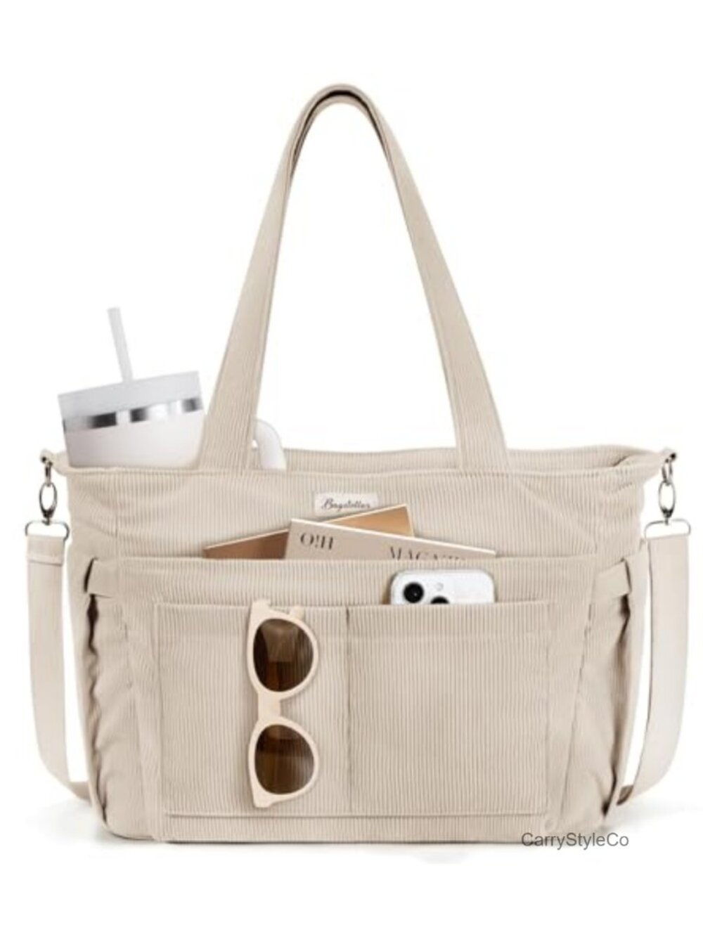 Corduroy Tote Bag Women 17 Pocket Laptop Work Purse
